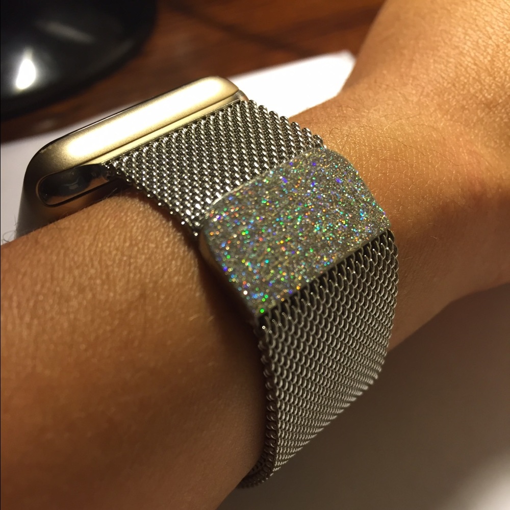 New Silver 38mm Apple Watch Band Custom Glitter